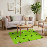 Cute Cartoon Bees Green Area Rug
