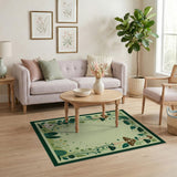 Whimsical Mushroom Meadow Border Rug