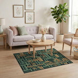 Green Bamboo Lattice Woven Area Rug