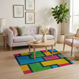 Geometric Modern Multi-color and Patterns Vibrant Geometric Multi-Color Area Rug