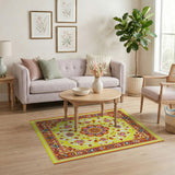 Multi-color and Patterns Traditional Persian Vibrant Yellow Persian Medallion Area Rug