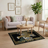 Black Gold Dual Tiger Oriental Area Rug