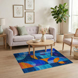 Blue Teal Geometric Modern No. 2 Area Rug