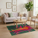 Vibrant Palm Sunburst Area Rug