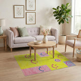 Cheerful Yellow Smiley Faces Kids Area Rug