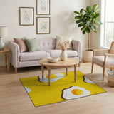 Kids Cartoon Sunny Fried Eggs Yellow Area Rug