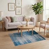 Distressed Blue White Abstract Area Rug