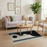 Modern Black White Abstract Geometric Area Rug
