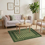 Green Gingham Checkered Area Rug
