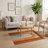 Vibrant Orange Arch Abstract Area Rug
