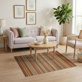 Orange and Brown Striped Woven Area Rug