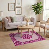 Ornate Pink Persian Mandala Area Rug