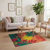 Vibrant Tropical Sunset Palms Area Rug