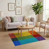 Multi-color and Patterns Vibrant Multi-Color Geometric Block Area Rug
