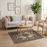 Brown and Tan Ornate Brown Tan Persian Floral Rug