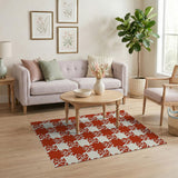 Bold Red White Geometric Area Rug