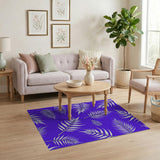 Purple Palm Leaf Print Area Rug