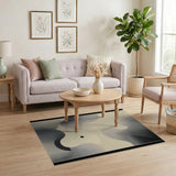 Abstract Fluid Waves Beige Area Rug