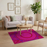 Pink Geometric Modern Vibrant Pink Mandala Geometric Area Rug