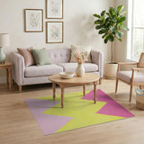 Vibrant Pink Yellow Geometric Triangle Area Rug