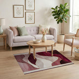 Red Abstract Waves Area Rug