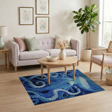 Deep Sea Octopus Blue Teal Area Rug