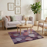 ODIKA Washable Low Pile Area Rug - Pink and Purple Abstract Floral Leaf Pattern, Non-Slip & Pet Friendly
