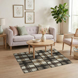 Distressed Plaid Brown Tan Area Rug