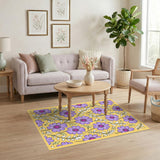 Purple Daisy Floral Vintage Area Rug