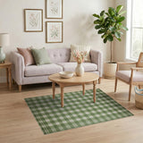 Green Gingham Checkered Rustic Farmhouse Area Rug