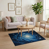 Cosmic Spiral Moon Night Sky Area Rug