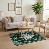 Yoga Christmas Tree Silhouette Green Area Rug
