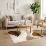 Brown and Tan Abstract Area Brown Tan Abstract Wave Area Rug