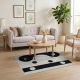 Yin-Yang Pixelated Black White Geometric Rug