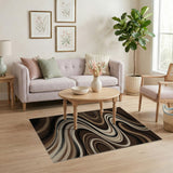 Brown and Tan Wavy Brown Abstract Area Rug