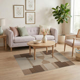 Beige Geometric Woven Area Rug
