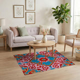 Vibrant Pink Persian Floral Mandala Rug