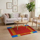 Bold Red Mosaic Geometric Area Rug
