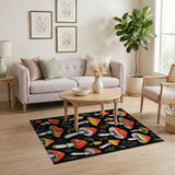 Whimsical Red Mushroom Forage Area Rug