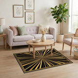 Black Gold Sunburst Geometric Area Rug