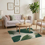 Lush Green Palm Leaf Green Area Rug