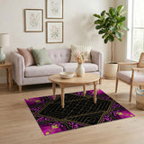 Purple Persian Medallion Rug with Floral Borders