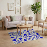 Blue Floral Blossom Area Rug