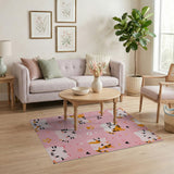 Kawaii Pink Cartoon Cats Area Rug