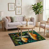 Enchanted Orange Mushroom Forest Area Rug