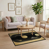 ODIKA Washable Abstract Geometric Area Rug - Gold & Black Art Deco Low Pile Non-Slip Carpet