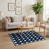 Navy Blue Geometric Star Area Rug