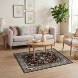 Traditional Persian Brown and Tan Ornate Brown Floral Persian Area Rug