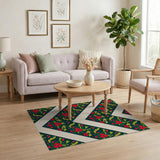 Red Floral Zigzag Area Rug