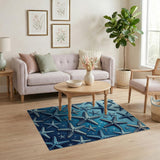 Starry Starfish Blue Coastal Area Rug